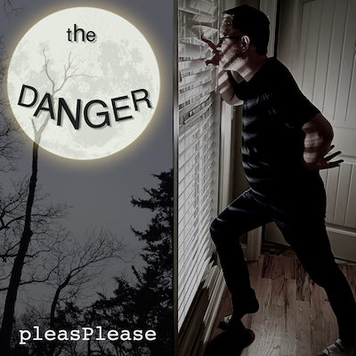 PleasPlease The Danger single cover shows Marcel peaking through blinds at the moon shining through a craggy tree
